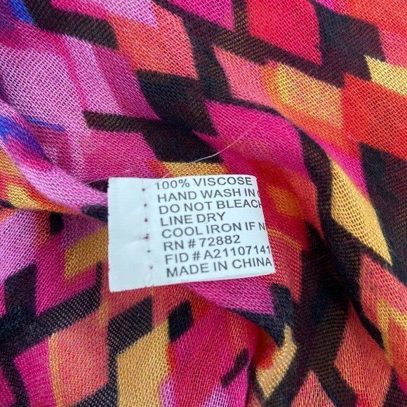 Colorful Rainbow Lightweight Geometric Print 100% Viscose Scarf - Picture 2 of 2